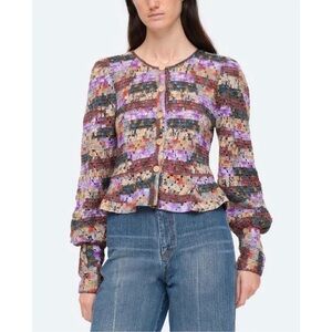 NWT SEA New York Wool-Blend Crochet Peplum-Hem Felicity Cardigan Sz S